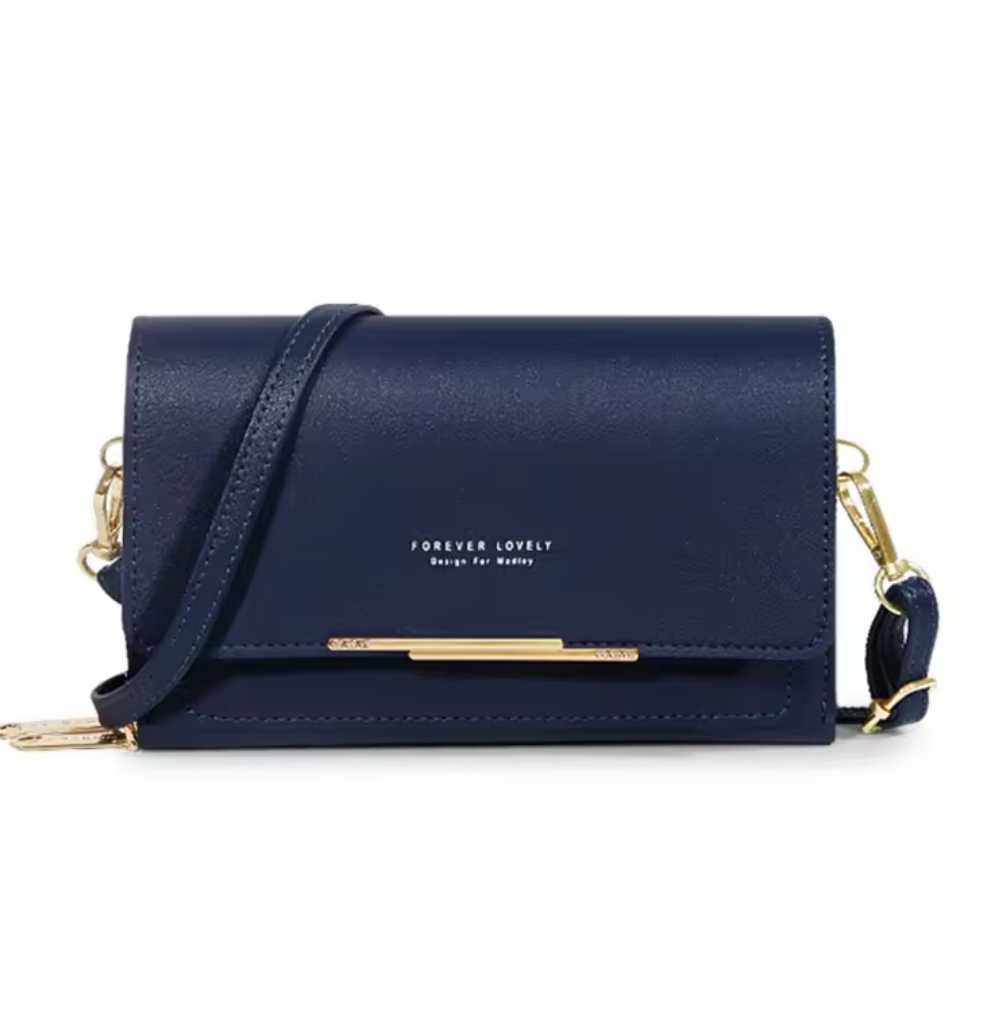 CARTERA AZUL DE MANO COREANA PARA MUJER, BOLSO DE HOMBRO AMPLIA M18